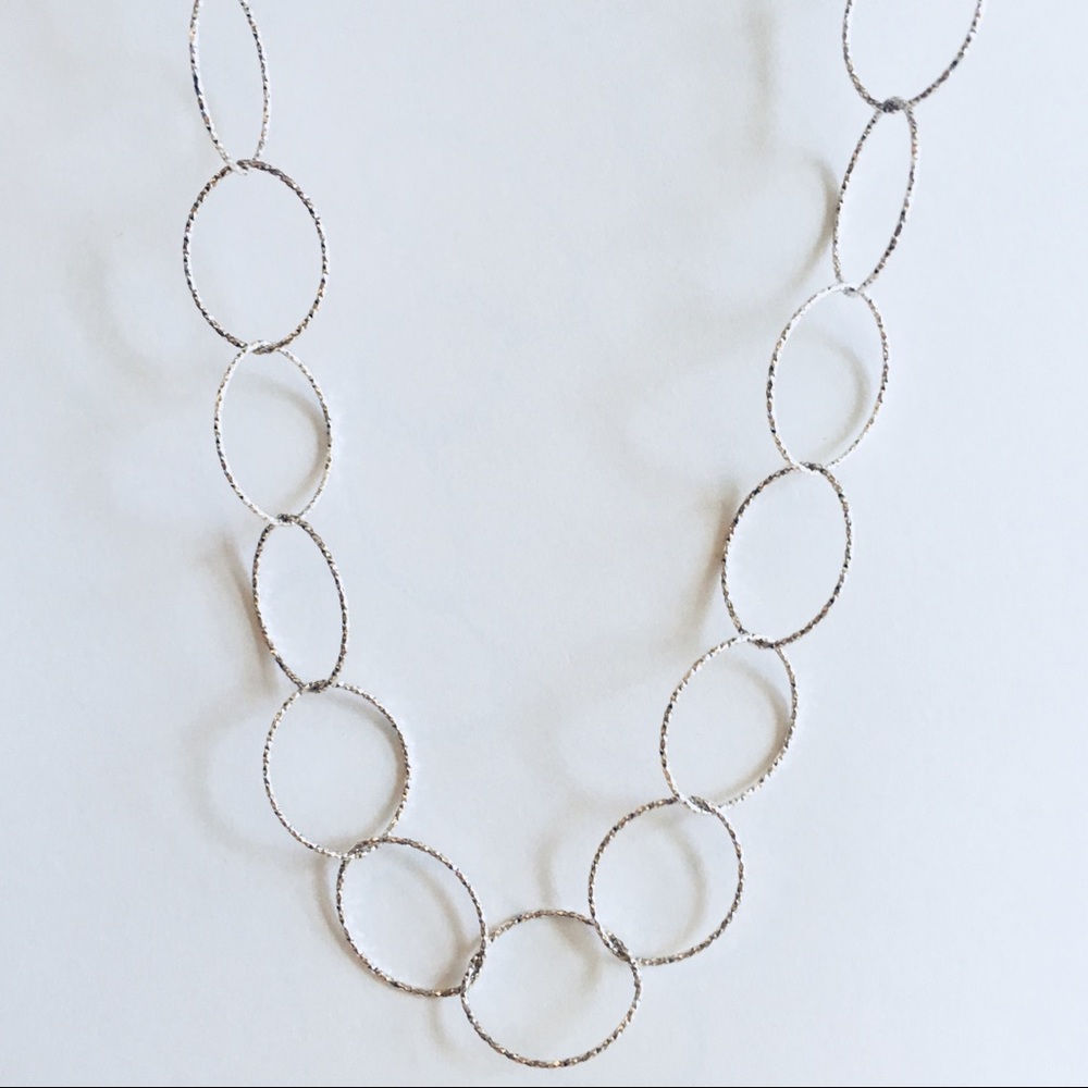 Sterling Silver Textured Oval Necklace 925 NWT